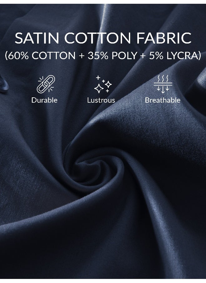 Beyoung Navy Blue Satin Shirt  - Image 4