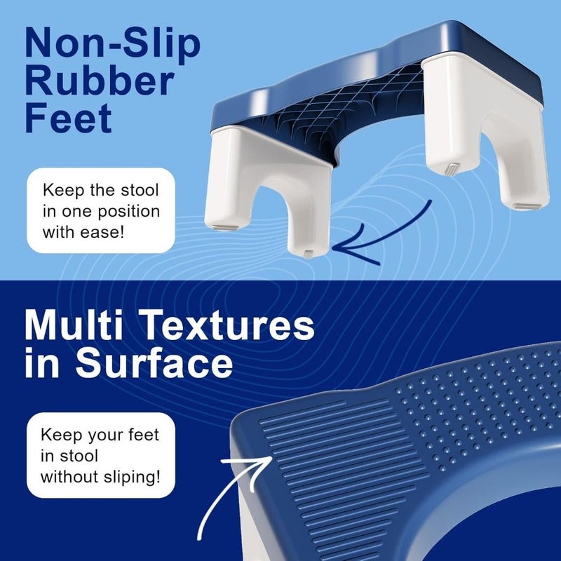 Blue Adult Toilet Stool For Pooping Durable Plastic Step Stool For Bathroom Use Portable Easy Clean Squatting Stool - Image 5
