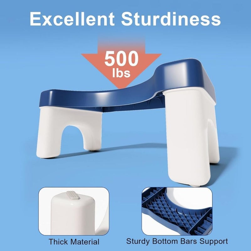 Blue Adult Toilet Stool For Pooping Durable Plastic Step Stool For Bathroom Use Portable Easy Clean Squatting Stool - Image 3