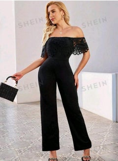Shein SHEIN  Women's Patchwork Soluble Lace One Shoulder Jumpsuit  - Image 2