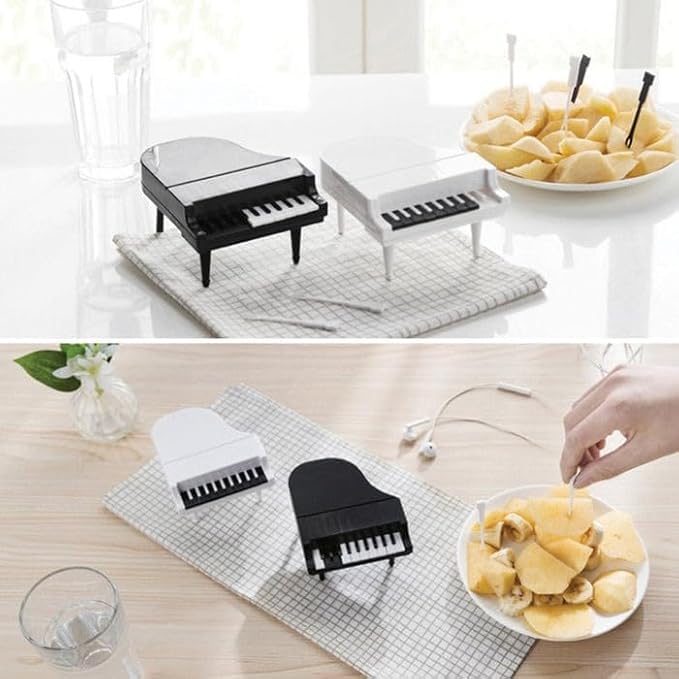 Jigva Creative Piano Fruit Forks Set Food Sticks for Dessert Fruit Snack Picking Kitchen Dining Tools 10 PC Set - Image 2