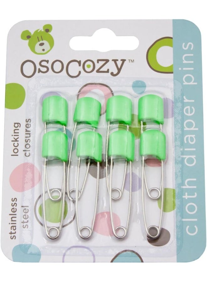 OsoCozy OsoCozy Diaper Pins - (Light Green) - Sturdy, Stainless Steel Diaper Pins with Safe Locking Closures - Use for Special Events, Crafts or Colorful Laundry Pins - Image 1