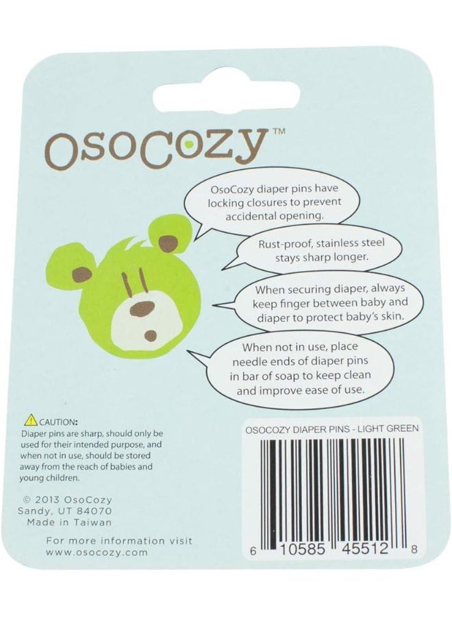 OsoCozy OsoCozy Diaper Pins - (Light Green) - Sturdy, Stainless Steel Diaper Pins with Safe Locking Closures - Use for Special Events, Crafts or Colorful Laundry Pins - Image 2