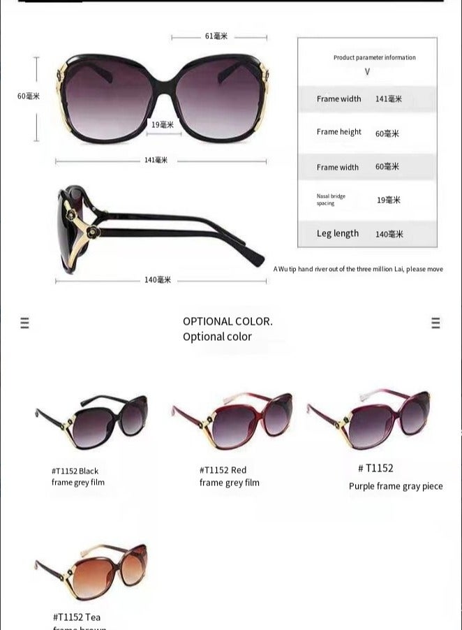 general Women's Oversized Polarized Sunglasses Ladies Large Tone Classic Fox Retro Versatile Sunglasses - Image 3