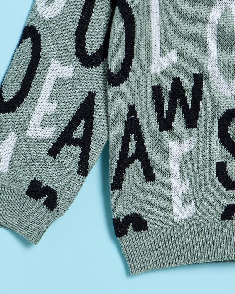 ردتاغ Infant Boys Green All Over Print Pullover Sweater