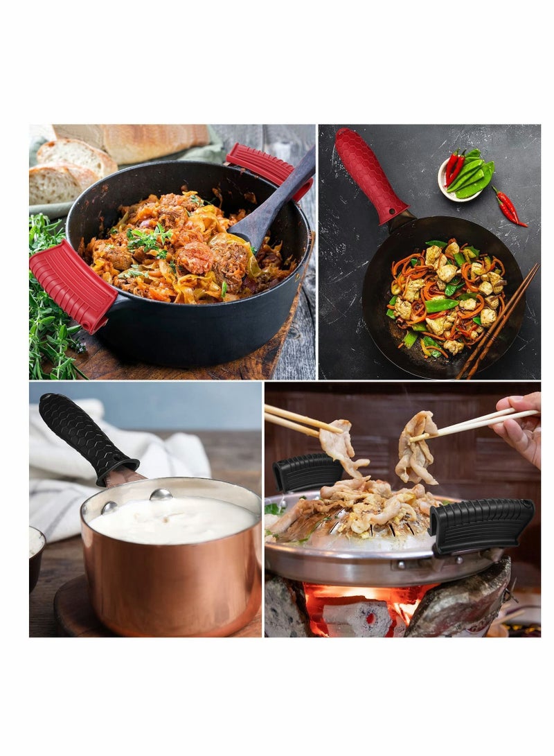 NIBEMINENT Silicone Hot Handle Holder Non Slip Pot Covers, Sleeve Heat Resistant Cast Iron Cover Cookware for Skillet Pan8 pcs  - Image 3
