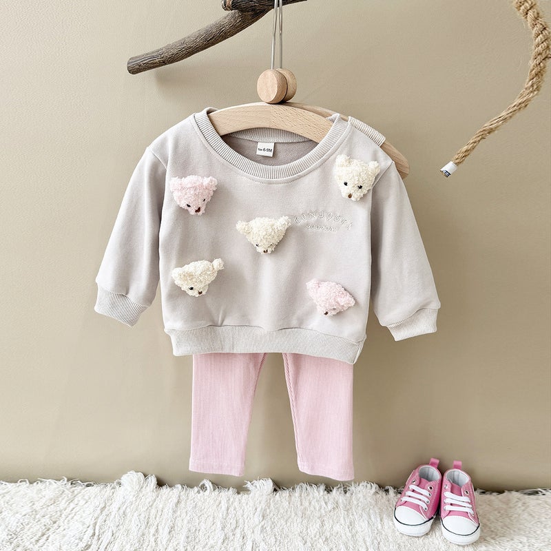 Spring and Autumn Baby Clothing Boys and Girls Bear Doll Cute MengMeng Baby suit Kindergarten Explosions light brown 