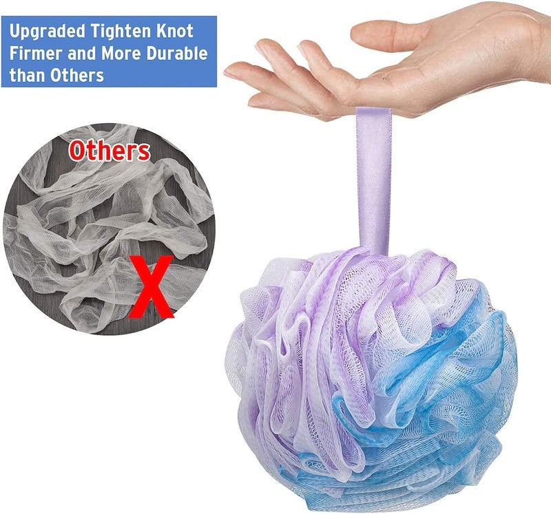 DadyMart Bath Shower Loofah Sponge 60g Bath Mesh Pouf Shower Ball Body Scrubber Exfoliating Bath Sponge for Women and Men, Set of 4, Flower - Image 3