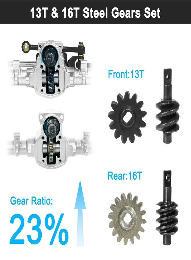 LRFHL SCX24 Axle Front and Rear RC Axle +6mm Extended 50° Max. Steering Angle for Axial SCX24 Deadbolt C10 JLU Gladiator Bronco 1/24 RC Crawler Upgrade (Silver) - Image 5