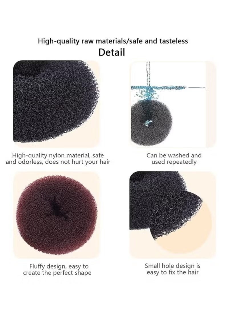 3 PCS Magic Hair Rings, Hair Bun Maker, Magic Donut Bun Maker Chignon Hair Donut Sock Bun, Self Made Sponge Hair Clip, Hair Bun Hair Accessories (Black + Beige + Khaki) - Image 2