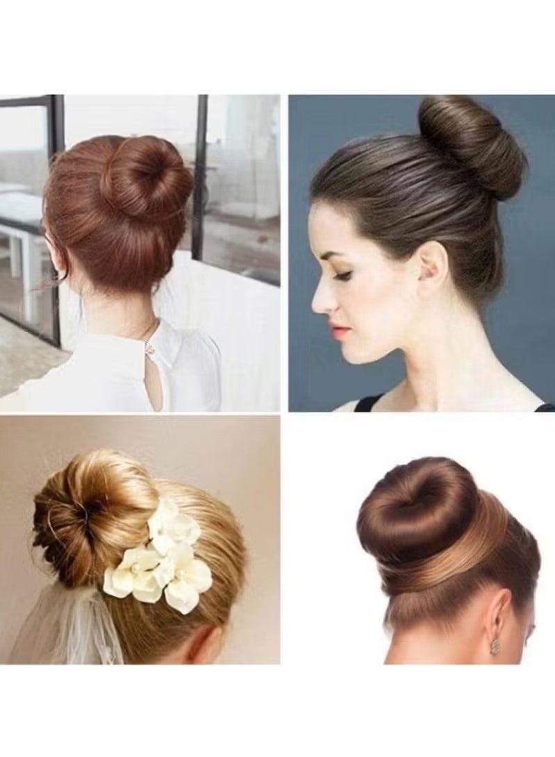 3 PCS Magic Hair Rings, Hair Bun Maker, Magic Donut Bun Maker Chignon Hair Donut Sock Bun, Self Made Sponge Hair Clip, Hair Bun Hair Accessories (Black + Beige + Khaki) - Image 4