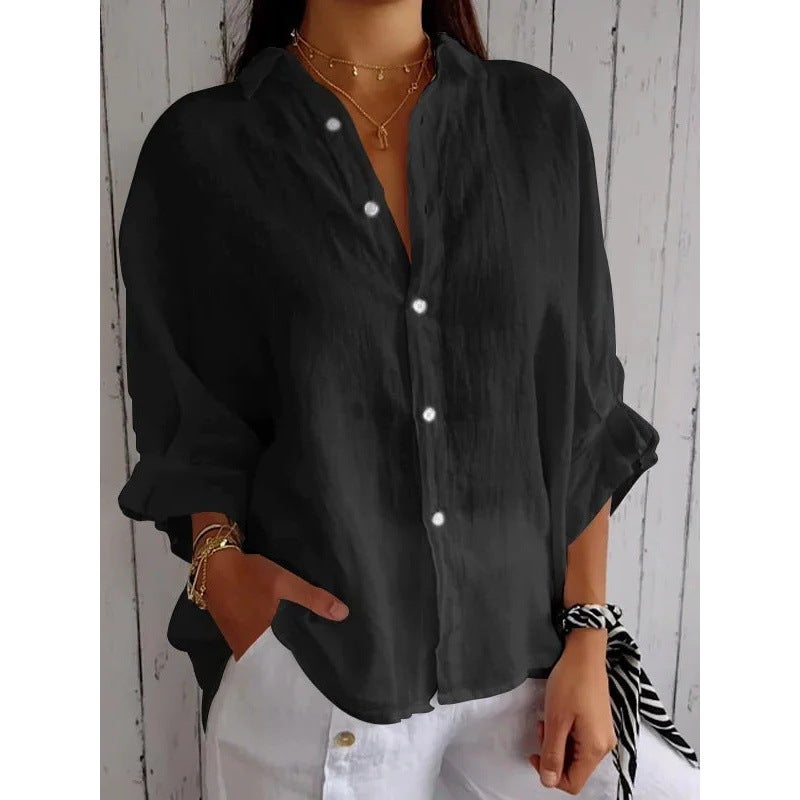 2024 Spring Explosions Cotton Linen Back Lace Design Shirt - Image 2