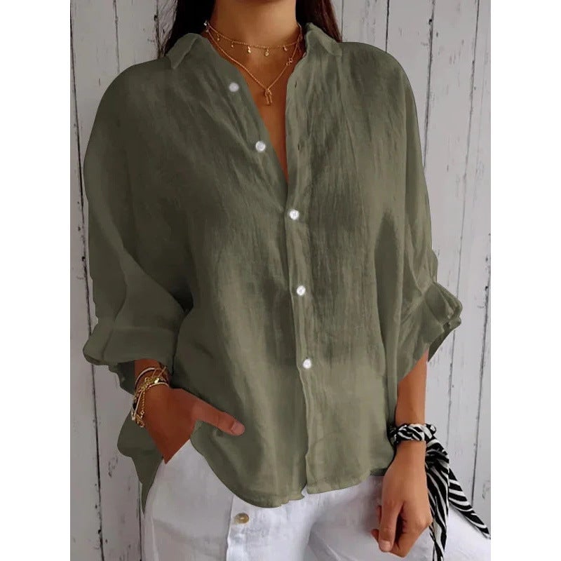 2024 Spring Explosions Cotton Linen Back Lace Design Shirt - Image 3