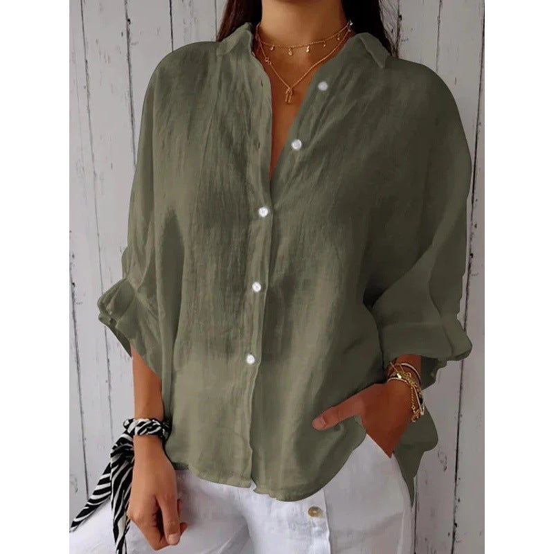 2024 Spring Explosions Cotton Linen Back Lace Design Shirt - Image 1
