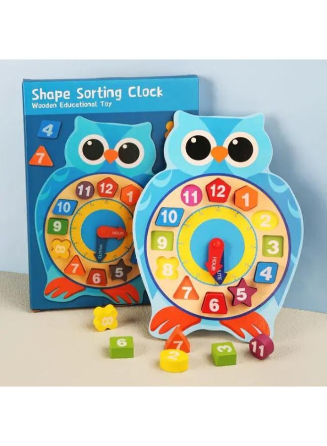 Cartoon Animal Digital Clock Toy Wooden Puzzle  Kindergarten Children Teaching Kids Toy - Image 3