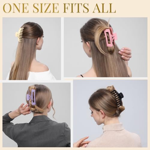 LuSeren 8 Pack Hair Clips for Women 4.3 Inch Large Hair Claw Clips for Women Thin Thick Curly Hair, Big Matte Banana Clips,Strong Hold jaw clips Black Purple Beige Pink - Image 4