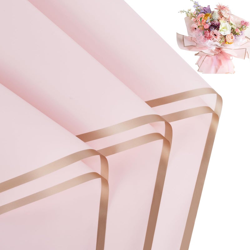 FUHITIM 20 Sheets Flower Wrapping Paper - Waterproof Floral Bouquet Wrapping Paper, Florist Supplies Packaging Paper for Wedding Birthday Gift DIY (Pink) - Image 1