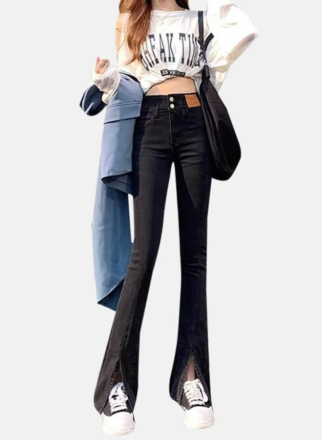 يونيكي Black Slim Fit High-Rise Jeans