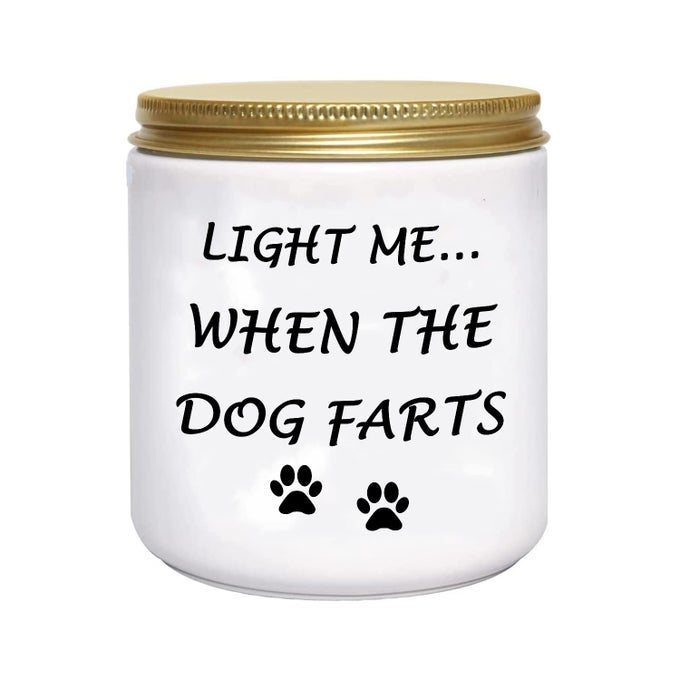 FUNNY GIFTS FOR WOMEN UNIQUE DOG MOM DOG LOVERS CHRISTMAS BIRTHDAY GIFTS FOR HER SISTER BEST FRIEND GIRLFRIEND WIFE STOCKING STUFFERS LIGHT ME WHEN FARTS LAVENDER SCENTED SOY CANDLES