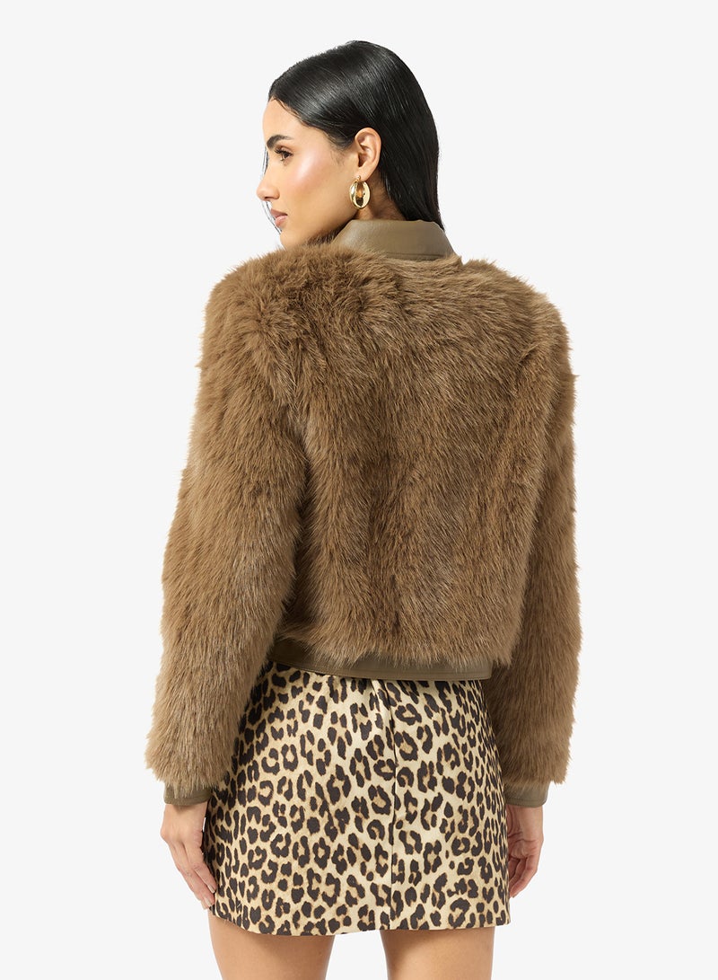 ONLY Faux Fur Bomber Jacket - Image 2