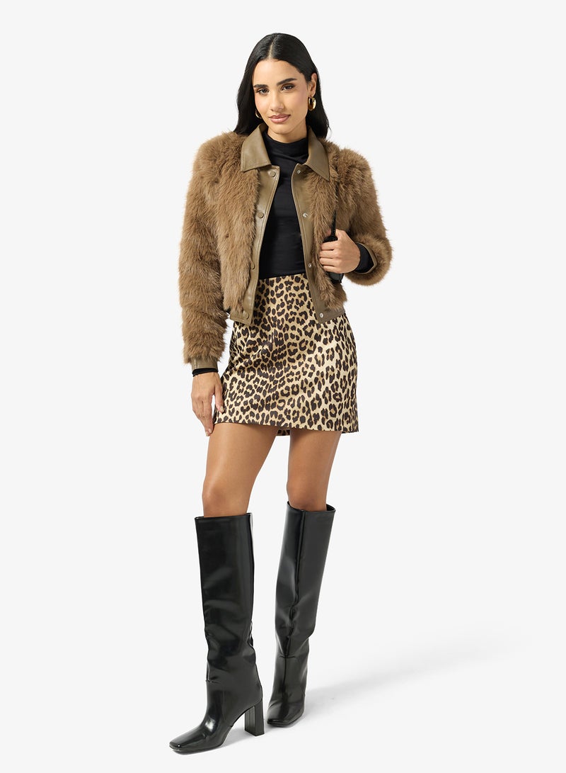 ONLY Faux Fur Bomber Jacket - Image 4
