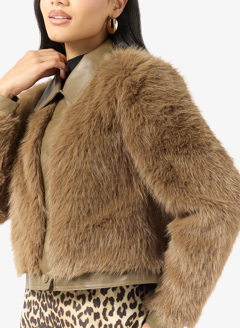 ONLY Faux Fur Bomber Jacket - Image 3