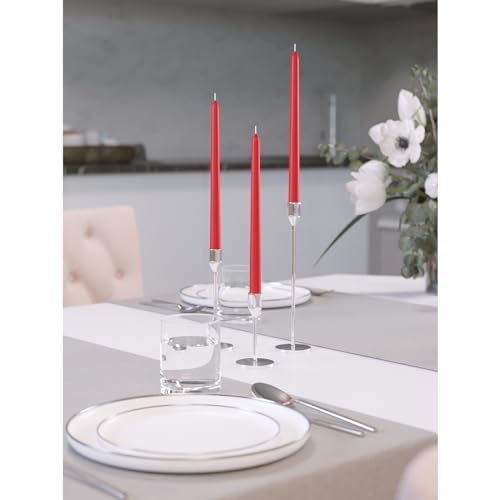 CANDWAX 8 inch Taper Candles Set of 4 - Dripless and Long Burning Candlesticks Perfect for Dinner or Party Decor - Red Candles - Image 5
