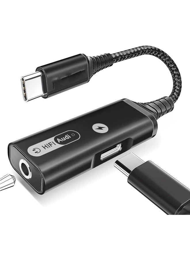 إيروريكس محول سماعة رأس وشاحن USB C إلى 3.5 مم، محول سماعة رأس من النوع C 2 في 1 USB C إلى مقبس ميكروفون Aux مع شحن سريع PD 60 وات متوافق مع Samsung Galaxy S22 S23 Ultra Note20 Pixel 6 Ipad Pro  - Image 1