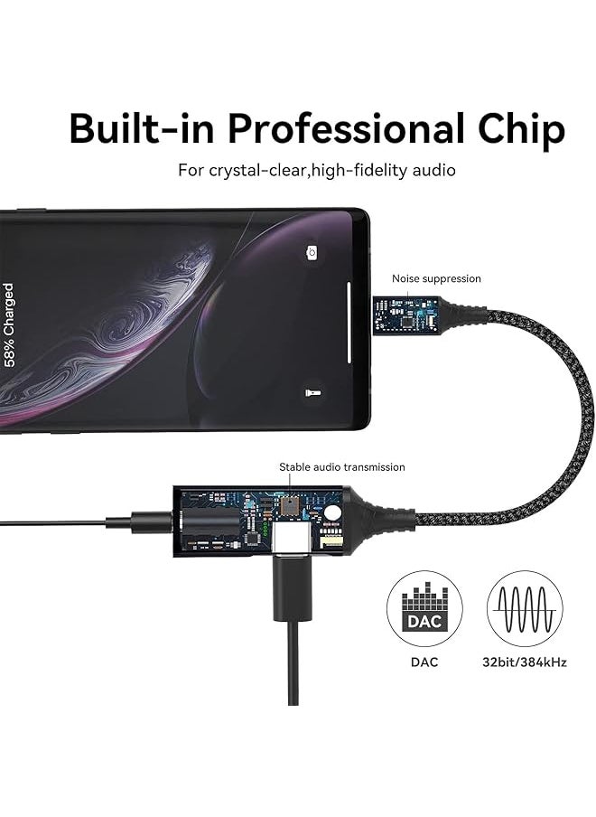 إيروريكس محول سماعة رأس وشاحن USB C إلى 3.5 مم، محول سماعة رأس من النوع C 2 في 1 USB C إلى مقبس ميكروفون Aux مع شحن سريع PD 60 وات متوافق مع Samsung Galaxy S22 S23 Ultra Note20 Pixel 6 Ipad Pro  - Image 4