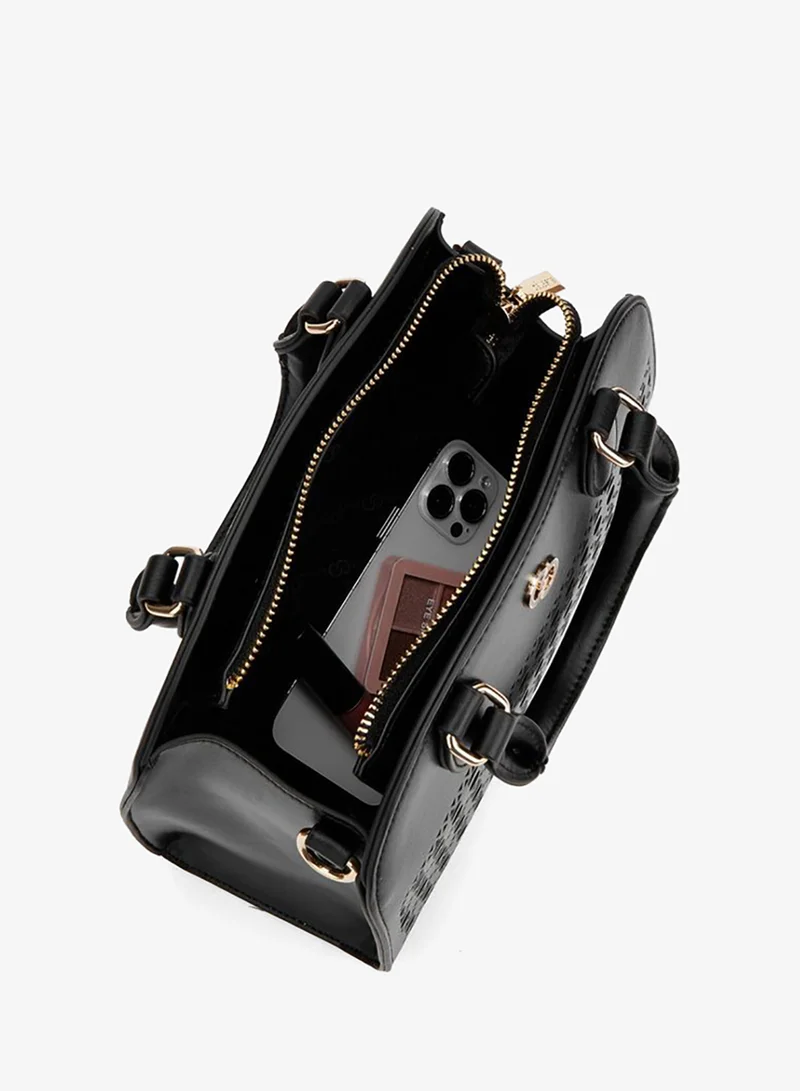 Celeste BLACK Cutwork Tote Bag With Detachable Strap for Women | Best Price UAE