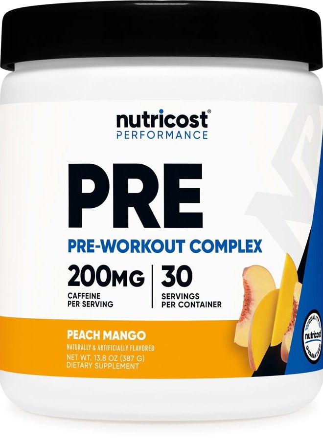 Nutricost Pre-Workout Complex Powder (30 Servings, Peach Mango) - Pre-Workout Supplement with Beta-Alanine, Taurine & Amino Acids - Image 1