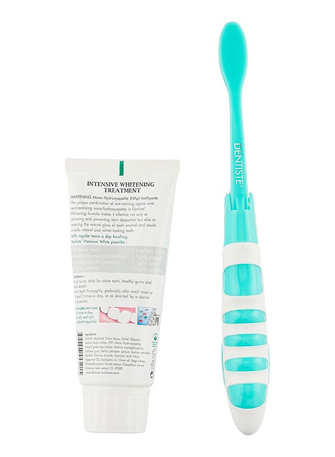 DENTISTE Travel Pack With Premium Plus Natural White Toothpaste 50G And Premium Foldable Travel Brush. - Image 2