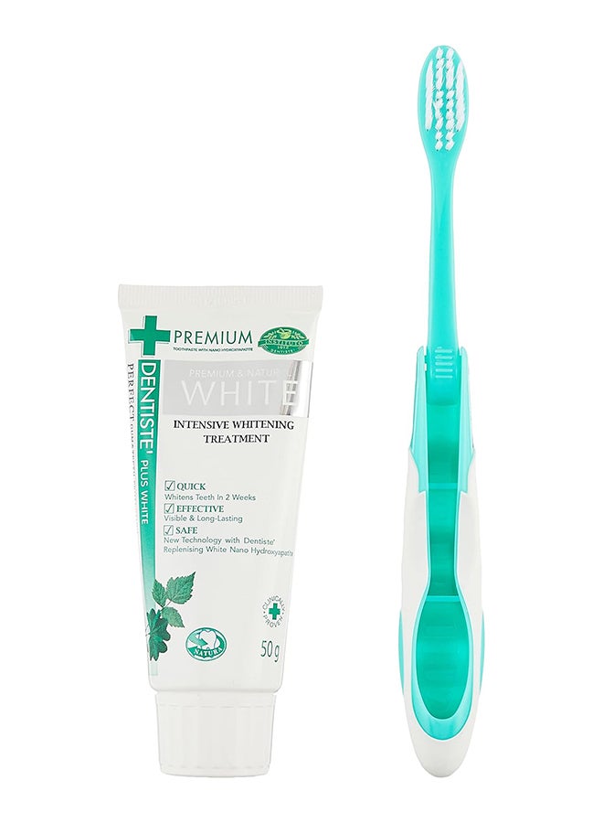 DENTISTE Travel Pack With Premium Plus Natural White Toothpaste 50G And Premium Foldable Travel Brush. - Image 4