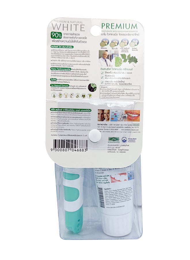 DENTISTE Travel Pack With Premium Plus Natural White Toothpaste 50G And Premium Foldable Travel Brush. - Image 3