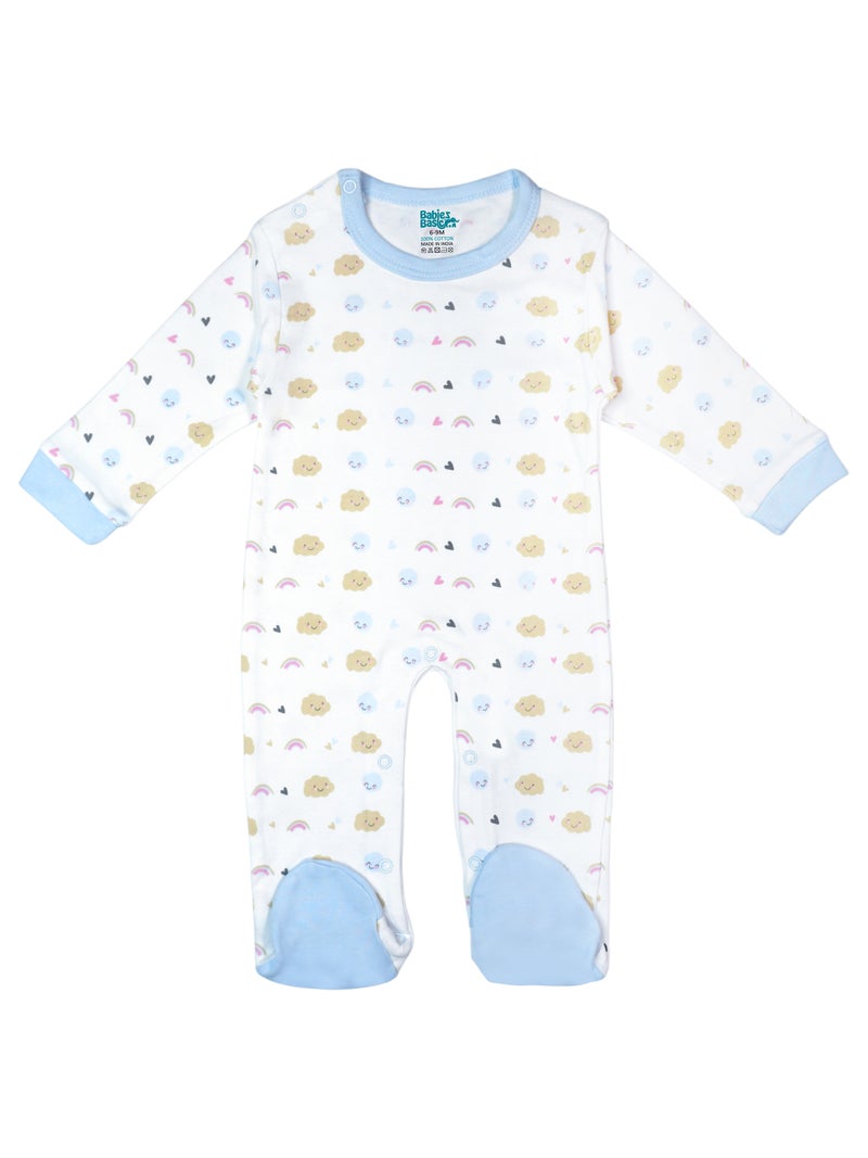 بابيز_بيسك بيبيز بيسك مجموعة هدايا مكونة من 5 قطع قطنية 100٪ للجنسين تشمل السالوبيت ، والرمبر ، والقفازات ، والقبعة ، والبيجامة/البذلة. - Image 2