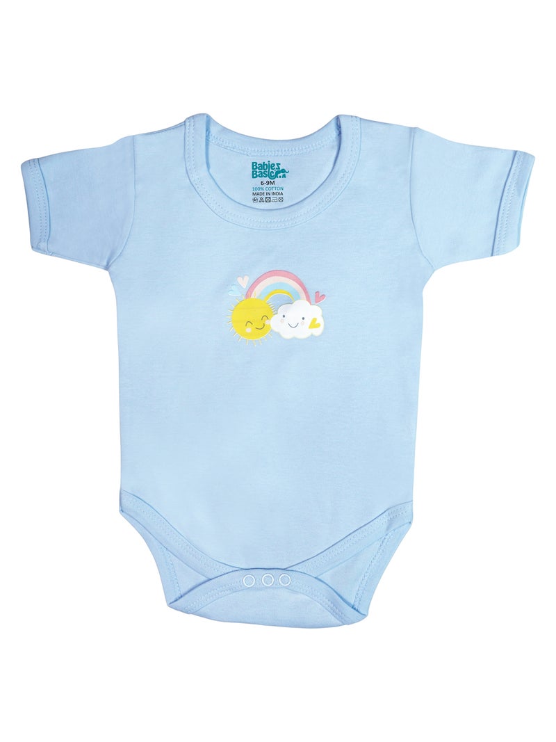 بابيز_بيسك بيبيز بيسك مجموعة هدايا مكونة من 5 قطع قطنية 100٪ للجنسين تشمل السالوبيت ، والرمبر ، والقفازات ، والقبعة ، والبيجامة/البذلة. - Image 3