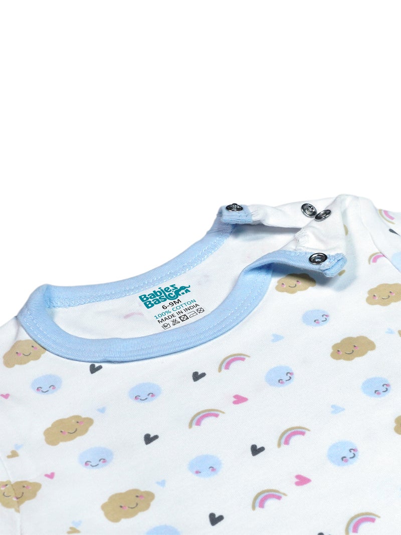 بابيز_بيسك بيبيز بيسك مجموعة هدايا مكونة من 5 قطع قطنية 100٪ للجنسين تشمل السالوبيت ، والرمبر ، والقفازات ، والقبعة ، والبيجامة/البذلة. - Image 5