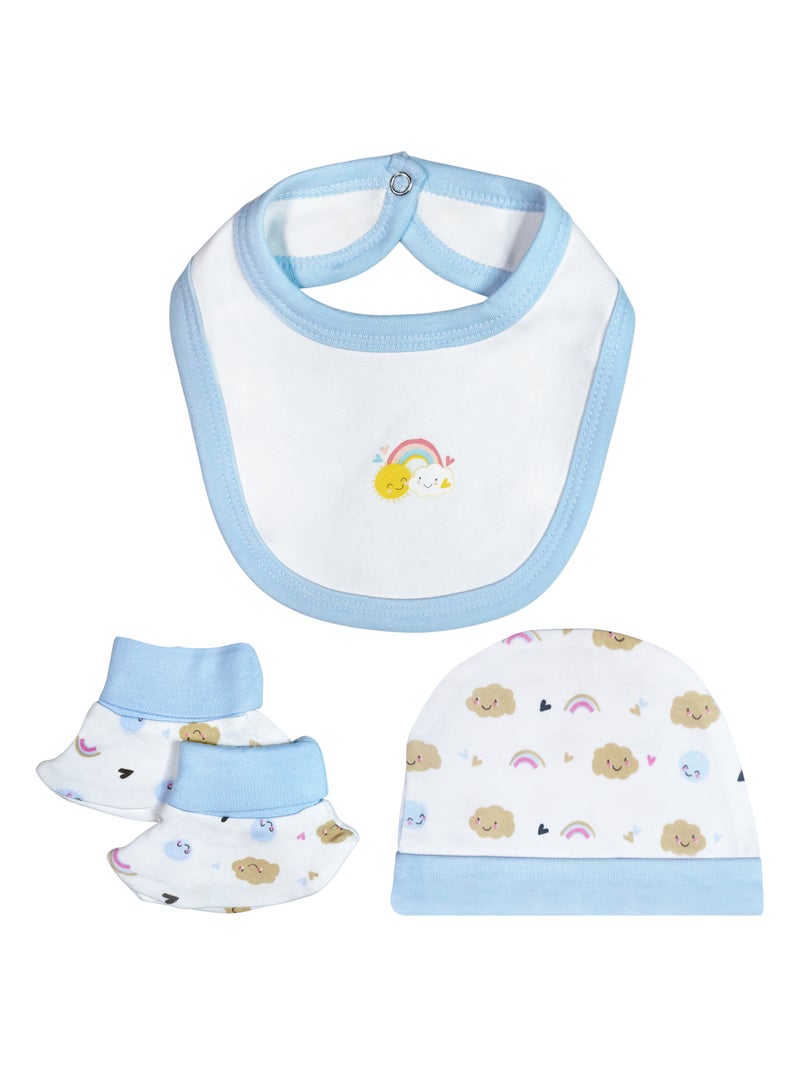 بابيز_بيسك بيبيز بيسك مجموعة هدايا مكونة من 5 قطع قطنية 100٪ للجنسين تشمل السالوبيت ، والرمبر ، والقفازات ، والقبعة ، والبيجامة/البذلة. - Image 4