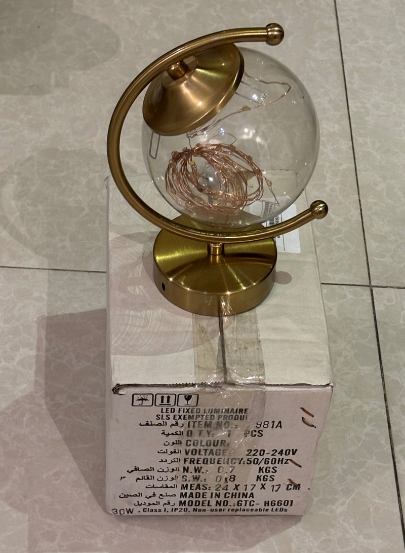 Modern Glass Globe Table Light – 7W Warm Light – 25 cm Height – Flush Mount Style - Image 3