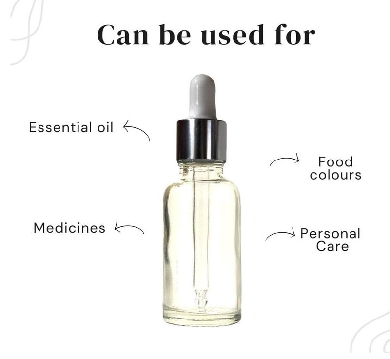 VOW 10ML Transperant Empty Glass Dropper Bottles, Silver Sleeve, White Rubber Teat, Leakproof, Travel For Oil, Perfume, Serum, Cosmetic_Pack of 24 - Image 2