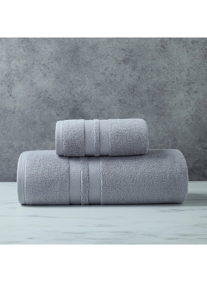 Arabest Two-piece household daily cotton bath towel and cotton towel thickened and absorbent-gray - Image 1