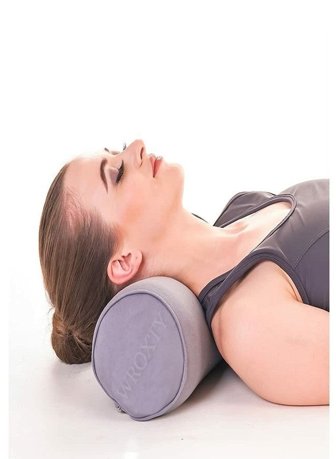 WROXTY Foam Neck Roll and Cervical Bolster Round Pillow with Removable Washable Soft Cover for Spine and Neck, Back, Lumbar, Leg, Vertebra, Shoulder Relaxer, Pain Relief & Support (18.5" X 6.5") - Image 1