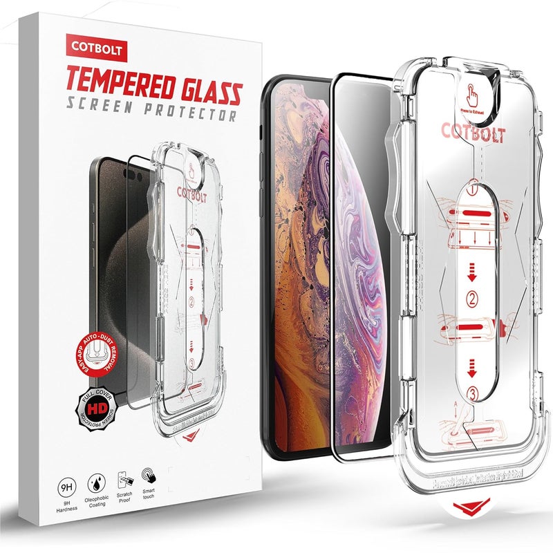 Cotbolt Tempered Glass for iPhone X/XS/iPhone 11 Pro Screen Protector [Military Grade Shatterproof & Longest Durable] Screen Protector iPhone X/XS/iPhone 11 Pro Tempered Glass Full Coverage - Image 3
