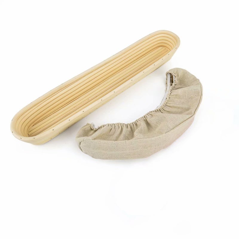 Jranter 15 inches Baguette Banneton Bread Proofing Basket and Linen Liner Set 2 Pack - Image 4