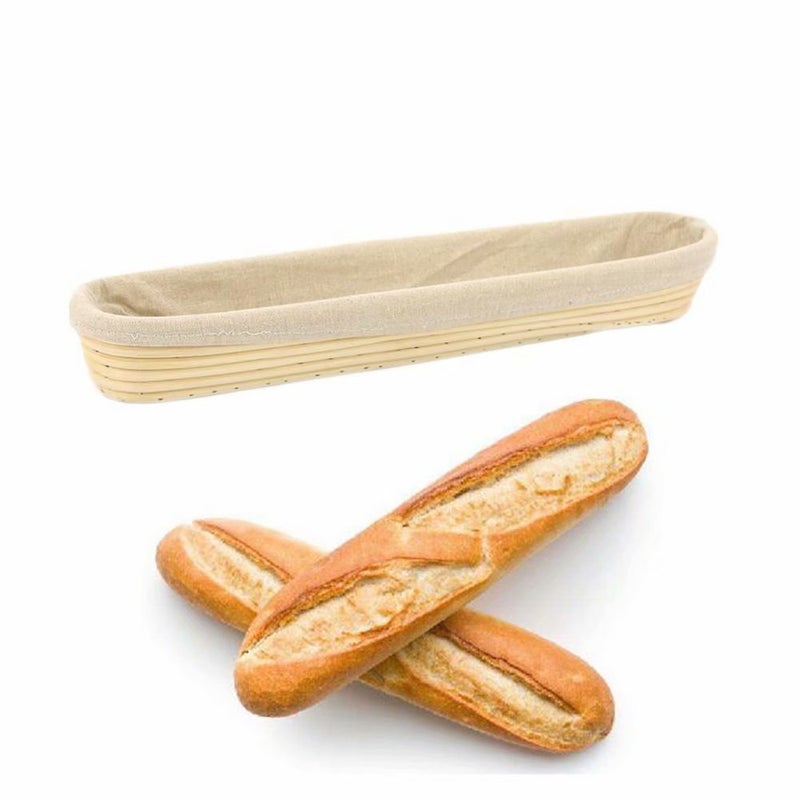 Jranter 15 inches Baguette Banneton Bread Proofing Basket and Linen Liner Set 2 Pack - Image 3