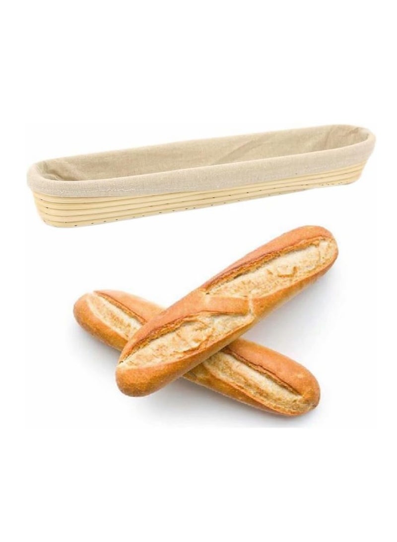 Jranter 15 inches Baguette Banneton Bread Proofing Basket and Linen Liner Set 2 Pack  - Image 1
