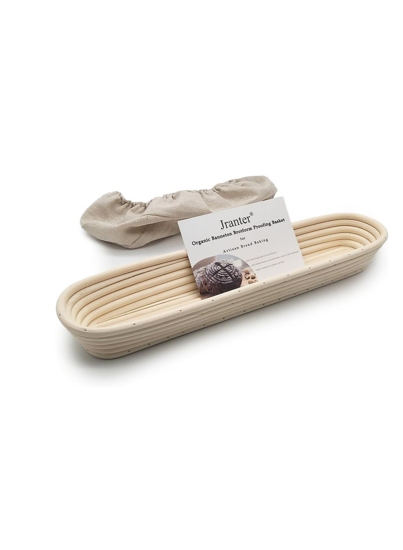 Jranter 15 inches Baguette Banneton Bread Proofing Basket and Linen Liner Set 2 Pack  - Image 2