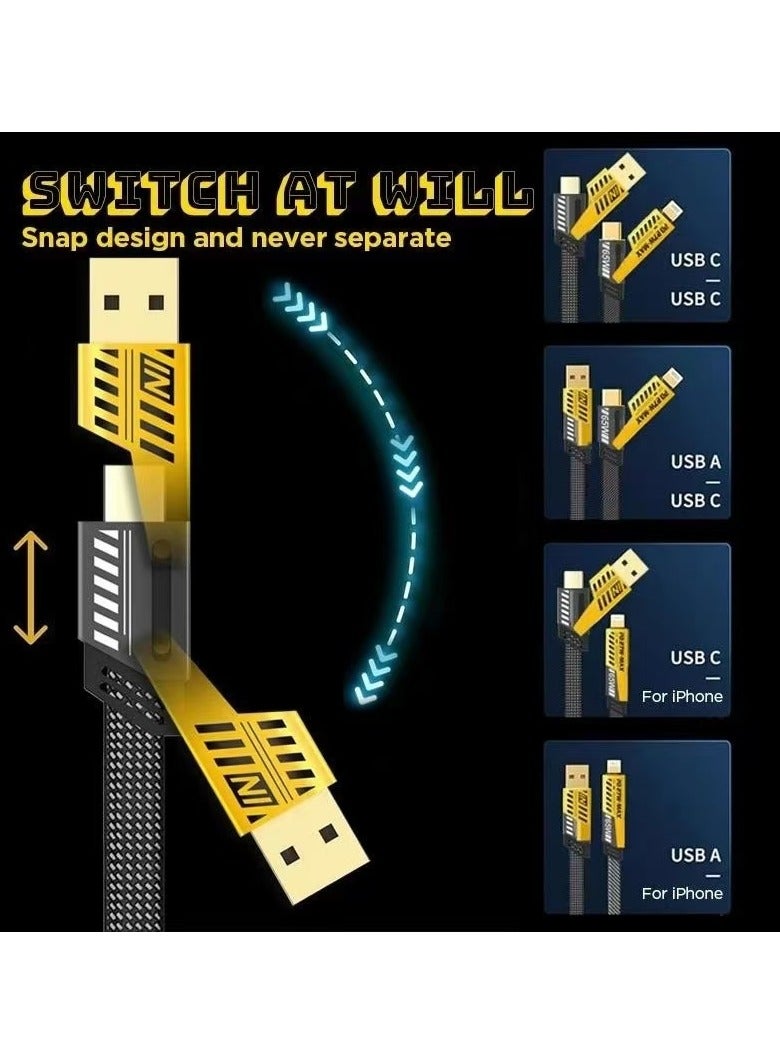 كابل شحن سريع 4 في 1 بقوة 65 وات من USB إلى Type C كابل شحن متعدد الوظائف على طراز Mecha - Image 4