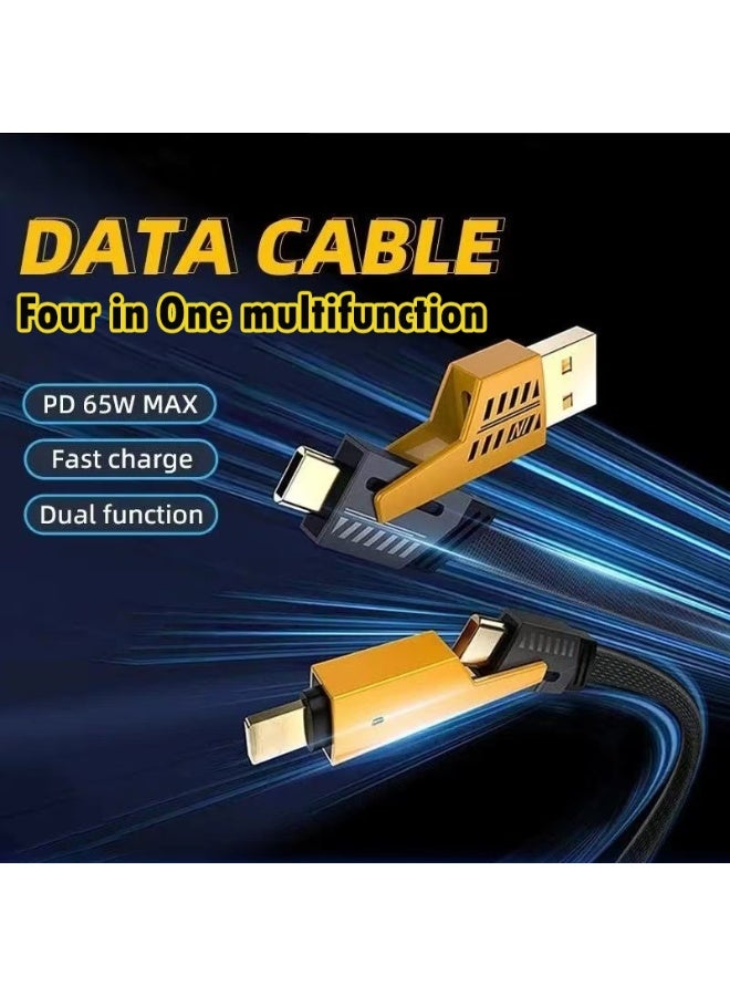 كابل شحن سريع 4 في 1 بقوة 65 وات من USB إلى Type C كابل شحن متعدد الوظائف على طراز Mecha - Image 2