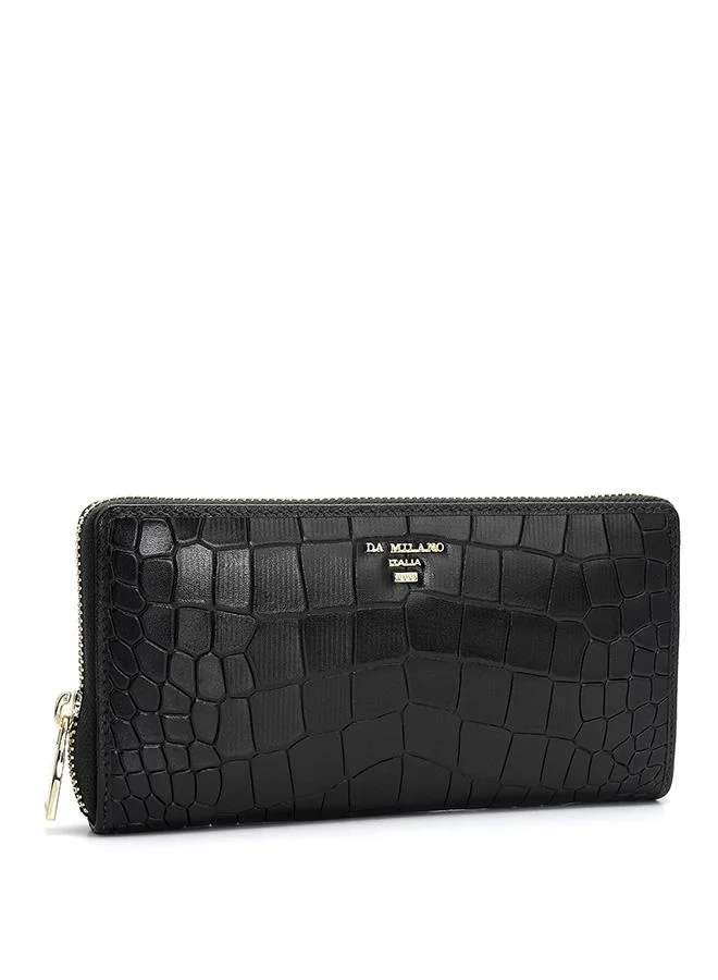 دا ميلانو محفظة نسائية جلد طبيعي أسود